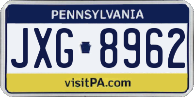 PA license plate JXG8962