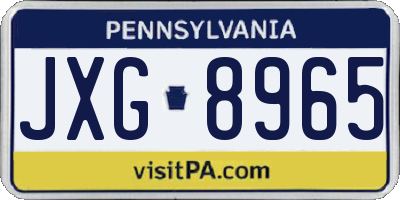 PA license plate JXG8965