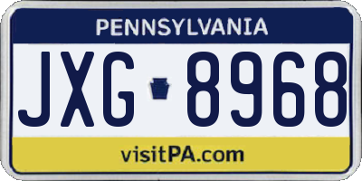 PA license plate JXG8968