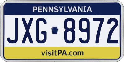 PA license plate JXG8972