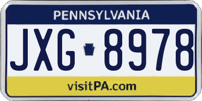 PA license plate JXG8978