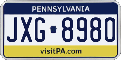 PA license plate JXG8980