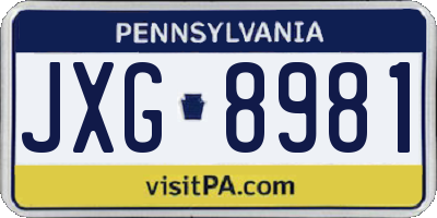 PA license plate JXG8981