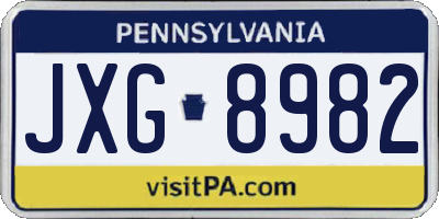 PA license plate JXG8982