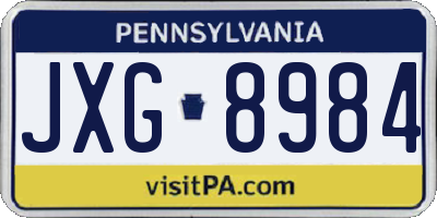 PA license plate JXG8984