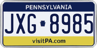 PA license plate JXG8985