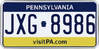 PA license plate JXG8986