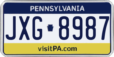 PA license plate JXG8987