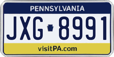 PA license plate JXG8991