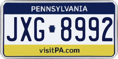 PA license plate JXG8992