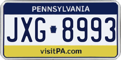 PA license plate JXG8993