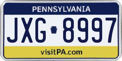 PA license plate JXG8997