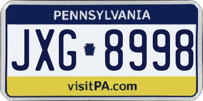 PA license plate JXG8998