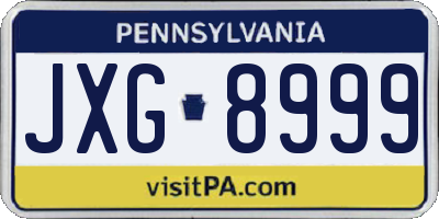 PA license plate JXG8999