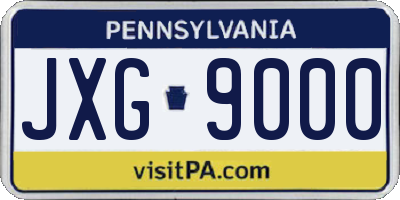 PA license plate JXG9000