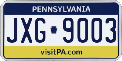 PA license plate JXG9003