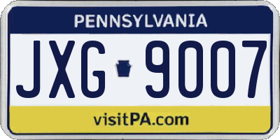 PA license plate JXG9007