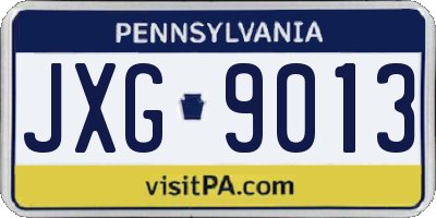 PA license plate JXG9013