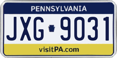 PA license plate JXG9031