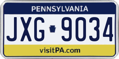 PA license plate JXG9034