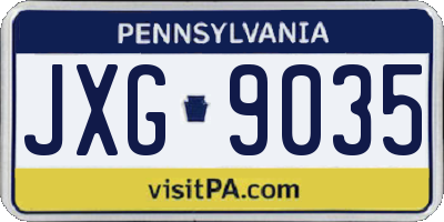PA license plate JXG9035