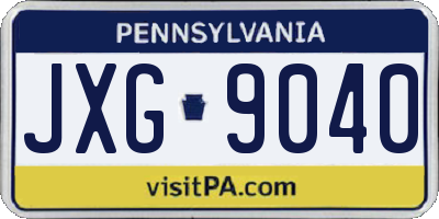 PA license plate JXG9040