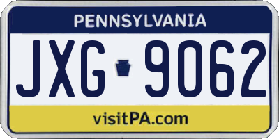 PA license plate JXG9062