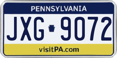 PA license plate JXG9072