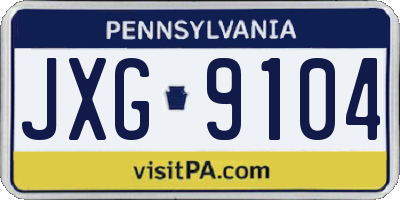 PA license plate JXG9104