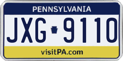 PA license plate JXG9110