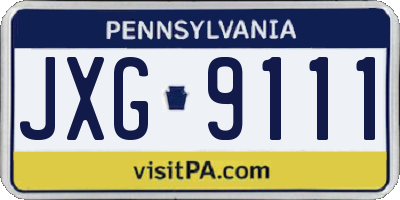 PA license plate JXG9111