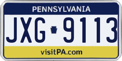 PA license plate JXG9113