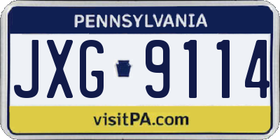 PA license plate JXG9114