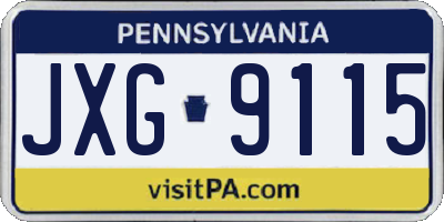 PA license plate JXG9115