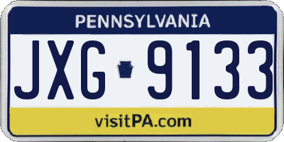 PA license plate JXG9133