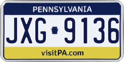 PA license plate JXG9136