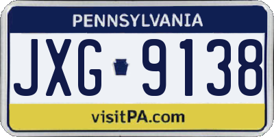 PA license plate JXG9138