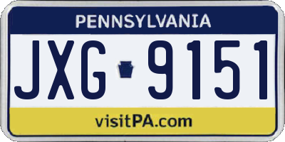 PA license plate JXG9151