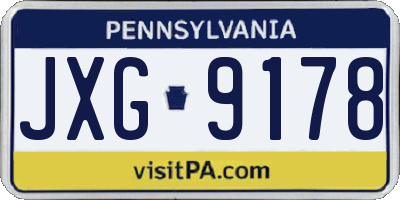 PA license plate JXG9178