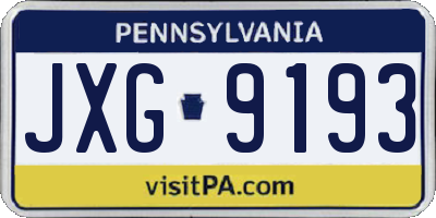 PA license plate JXG9193