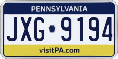 PA license plate JXG9194