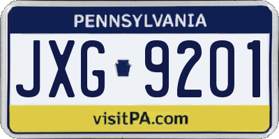 PA license plate JXG9201