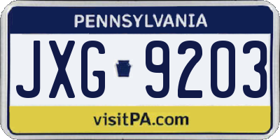 PA license plate JXG9203