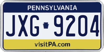 PA license plate JXG9204