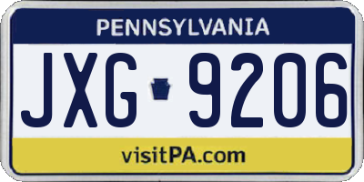 PA license plate JXG9206