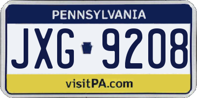 PA license plate JXG9208