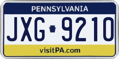 PA license plate JXG9210