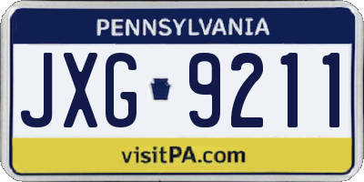 PA license plate JXG9211