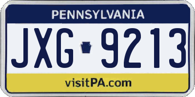 PA license plate JXG9213