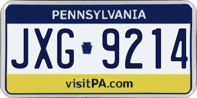 PA license plate JXG9214